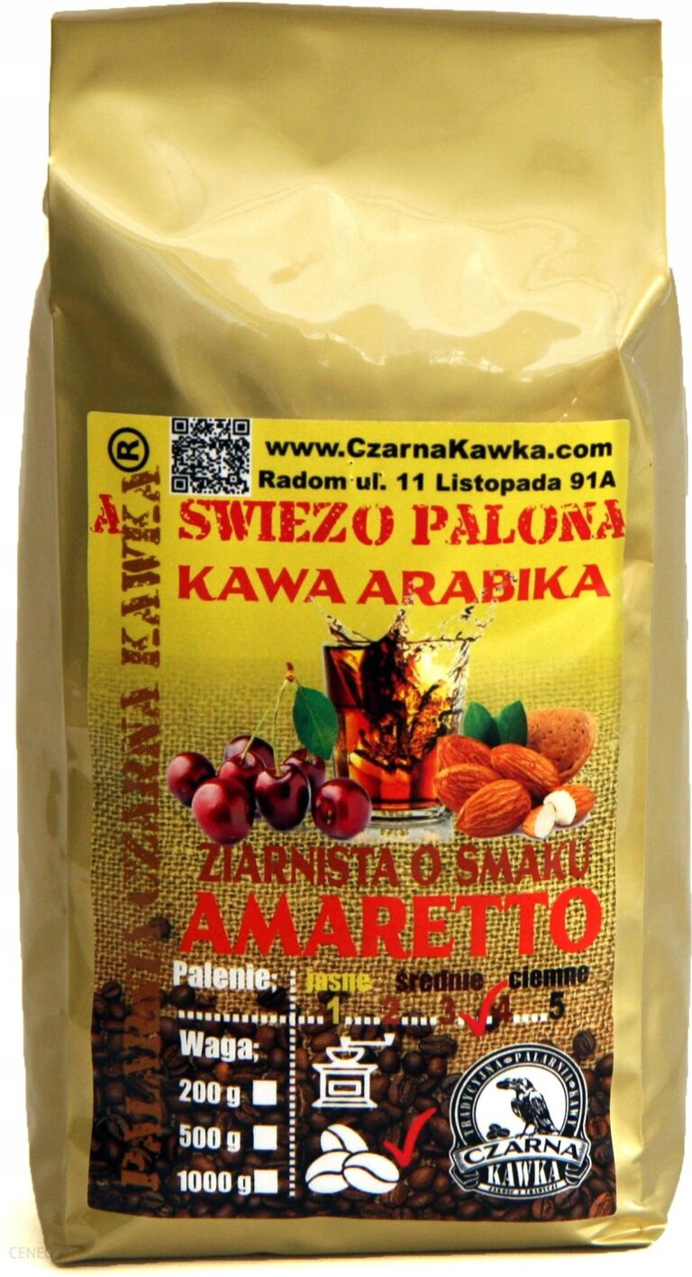 Czarna Kawka Kawa Ziarnista Amaretto Świeżo Palona 1kg Nowość