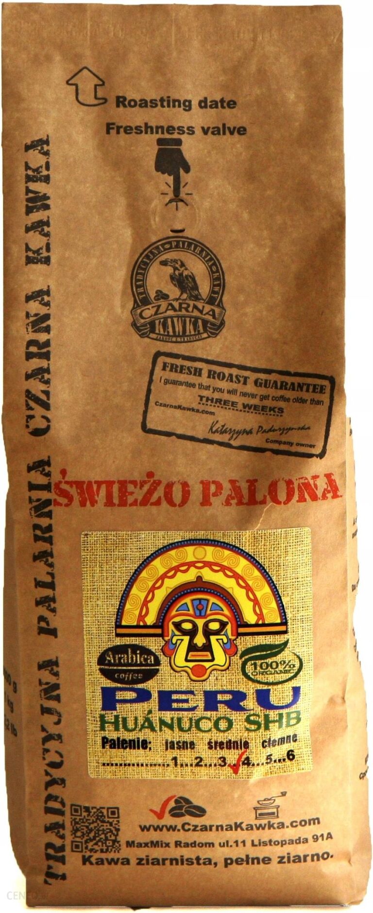 Czarna Kawka Świeżo Palona Peru Huanuco Shb 0,5kg