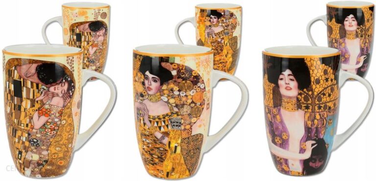 Piękny Zestaw 3 Kubków Gustav Klimt Pocałunek