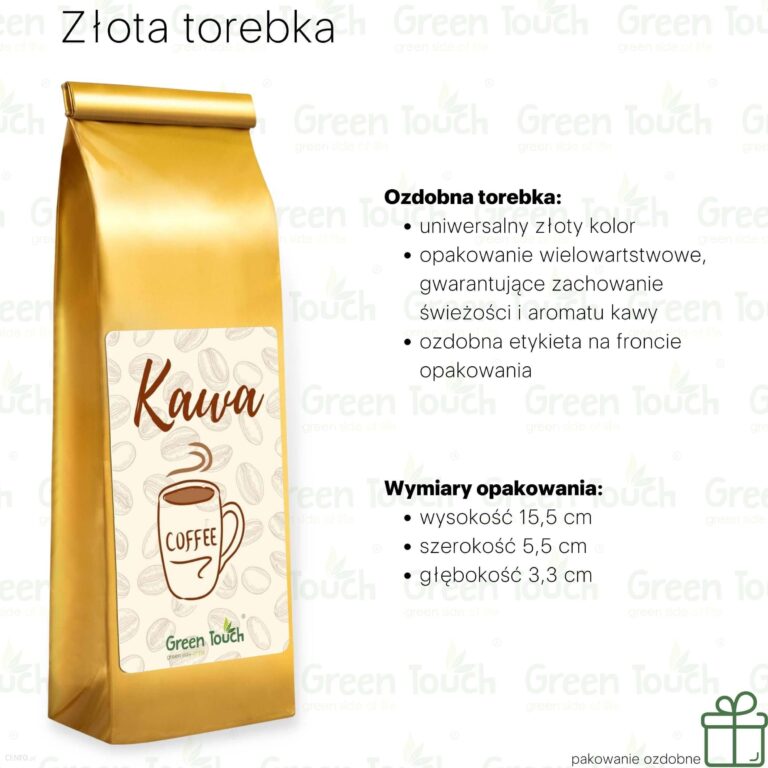 Progressive Kawa Ziarnista Czekoladowo Orzechowa Pakowanie Ozdobne Złota Torebka 50g
