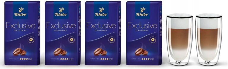 Tchibo Kawa ziarnista Exclusive 4kg + szklanki do latte FilterLogic CFL-670 2szt.