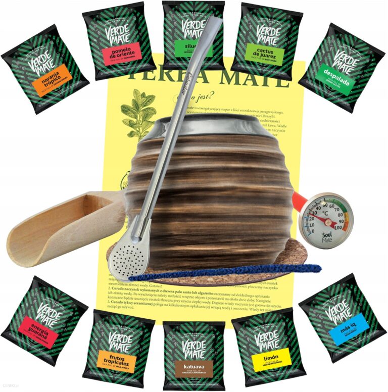 Zestaw Tykwa Miodowa Yerba Mate 10x50g Termometr